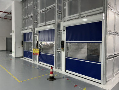 ประตูเร็วอุตสาหกรรม PVC เหล็กเหล็กเหล็กเหล็ก 2m/s 900N / 800N ความต้านทานการฉีกขาด