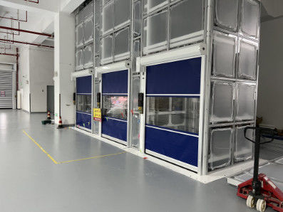 ประตูเร็วอุตสาหกรรม PVC เหล็กเหล็กเหล็กเหล็ก 2m/s 900N / 800N ความต้านทานการฉีกขาด